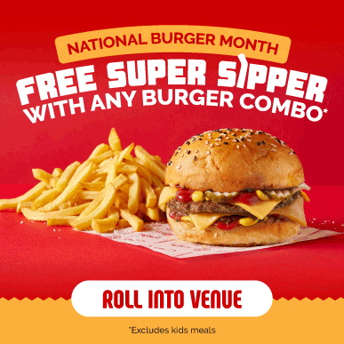 Free super sipper with any burger combo